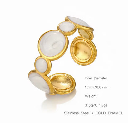 18K Gold-Plated White Enamel Ring