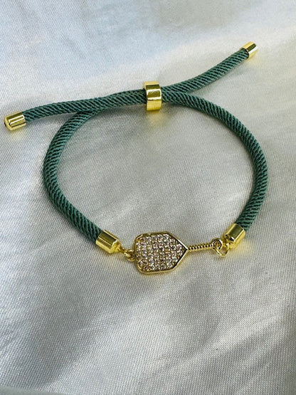 Pickleball Bling and ball Adjustable Bracelet