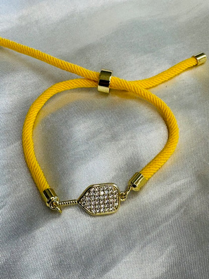 Pickleball Bling and ball Adjustable Bracelet