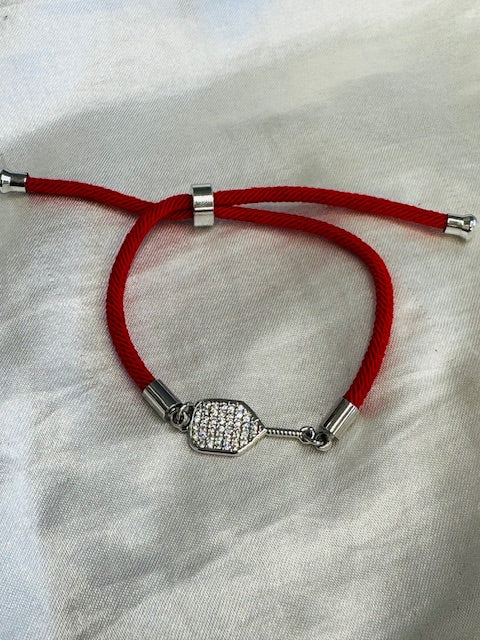 Pickleball Bling and ball Adjustable Bracelet