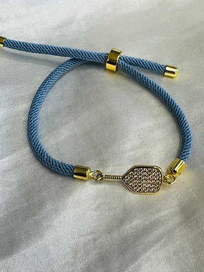 Pickleball Bling and ball Adjustable Bracelet