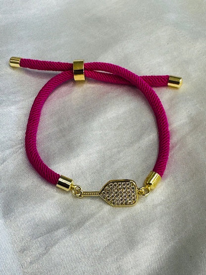 Pickleball Bling and ball Adjustable Bracelet