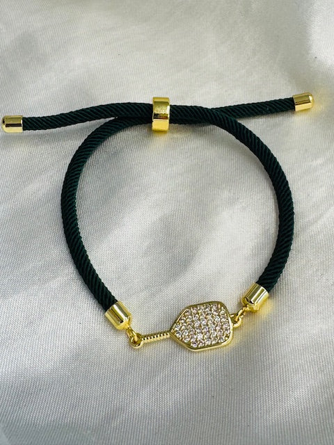 Pickleball Bling and ball Adjustable Bracelet