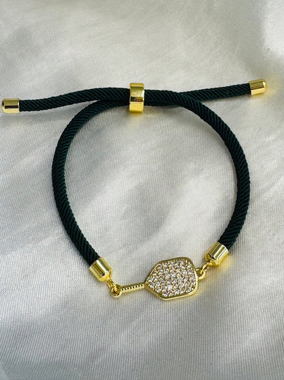 Pickleball Bling and ball Adjustable Bracelet