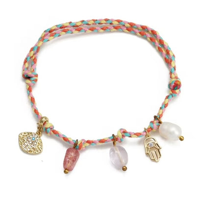 Evil Eye Handmade Colourful Braided Charm Tassel Bracelet