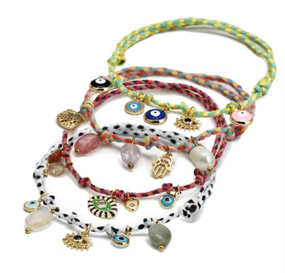 Evil Eye Handmade Colourful Braided Charm Tassel Bracelet