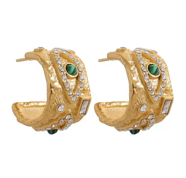 18K Gold-Plated Evil Eye Hoop Design Earrings