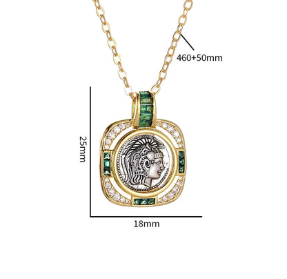 Lux Greek Coin Goddess Portrait Pendant Necklace