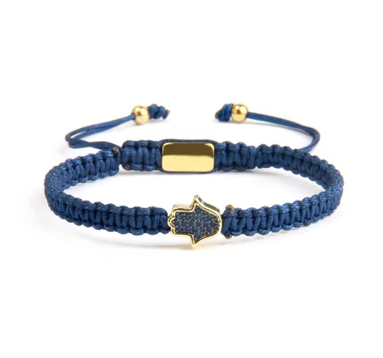 Fatima Hand Braided Hamsa Evil Eye Adjustable Bracelet