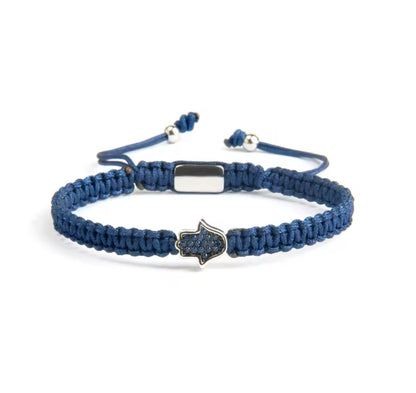 Fatima Hand Braided Hamsa Evil Eye Adjustable Bracelet