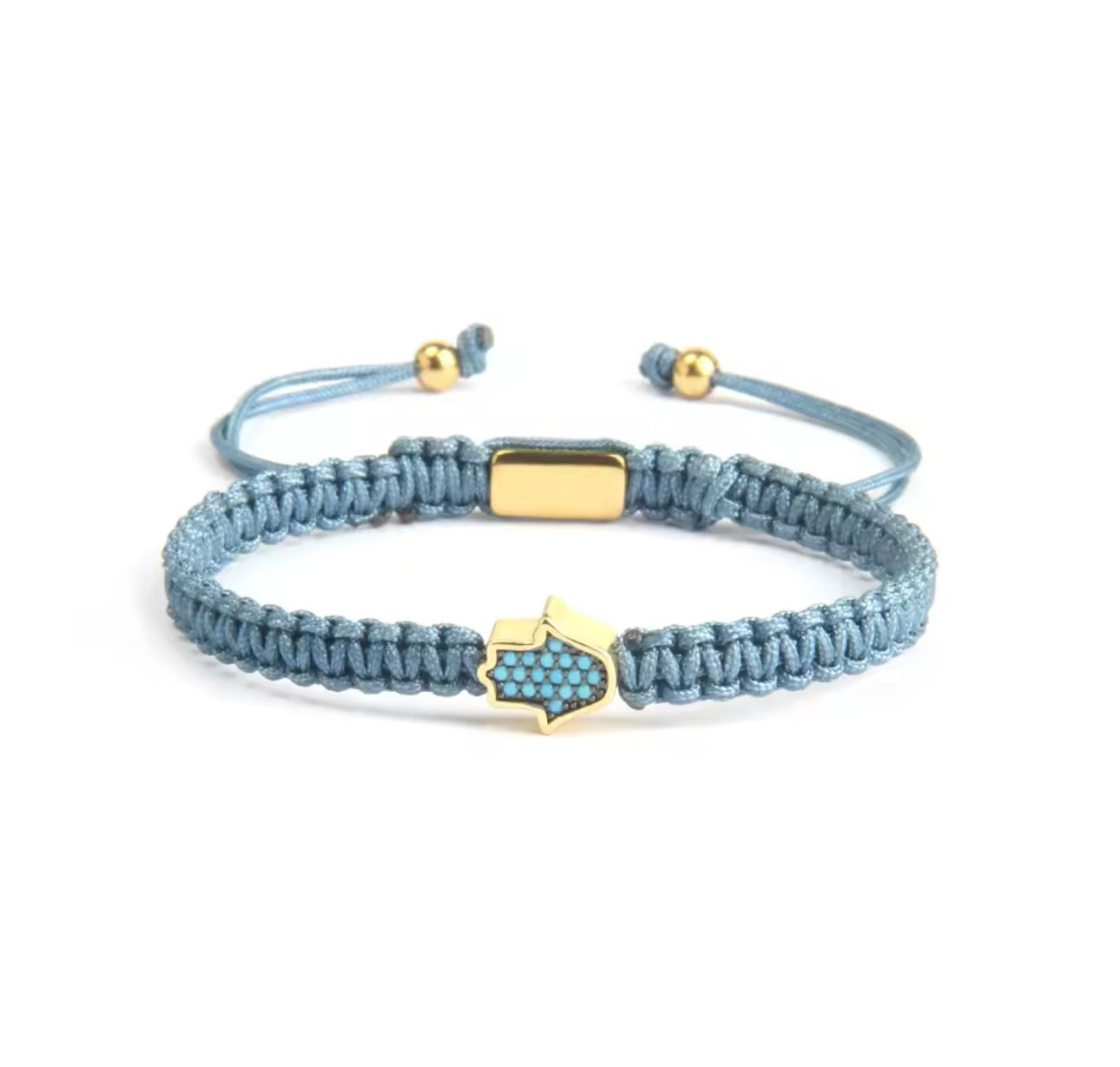 Fatima Hand Braided Hamsa Evil Eye Adjustable Bracelet