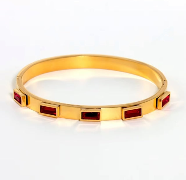 18K Gold-Plated Crystal Rhinestone Bangle Bracelet