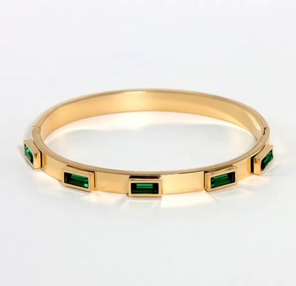 18K Gold-Plated Crystal Rhinestone Bangle Bracelet