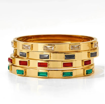 18K Gold-Plated Crystal Rhinestone Bangle Bracelet