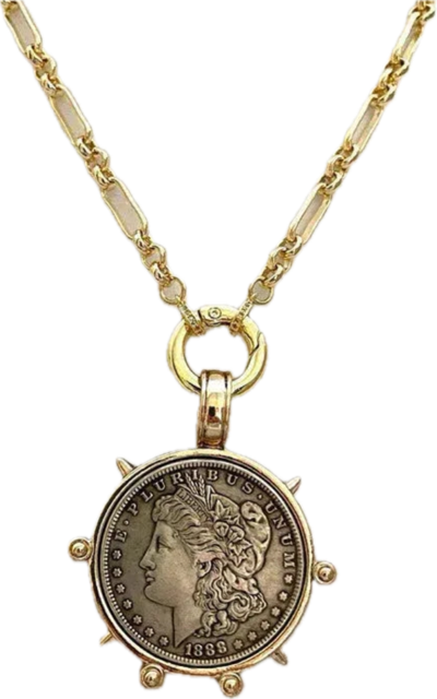 Show Stopper Large French Coin and  Chunky Gold Necklace