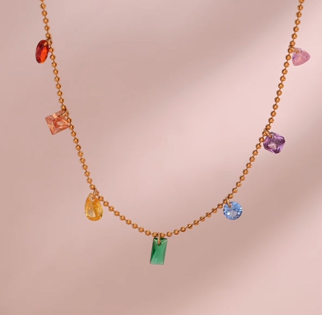 Rainbow Water Drop Necklace and Bracelet Collection