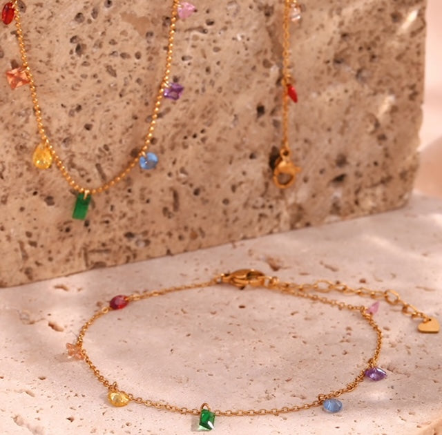 Rainbow Water Drop Necklace and Bracelet Collection