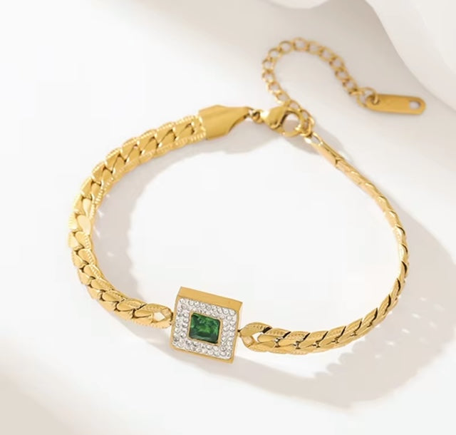 Classic Square with Crystal Halo Design Bracelet