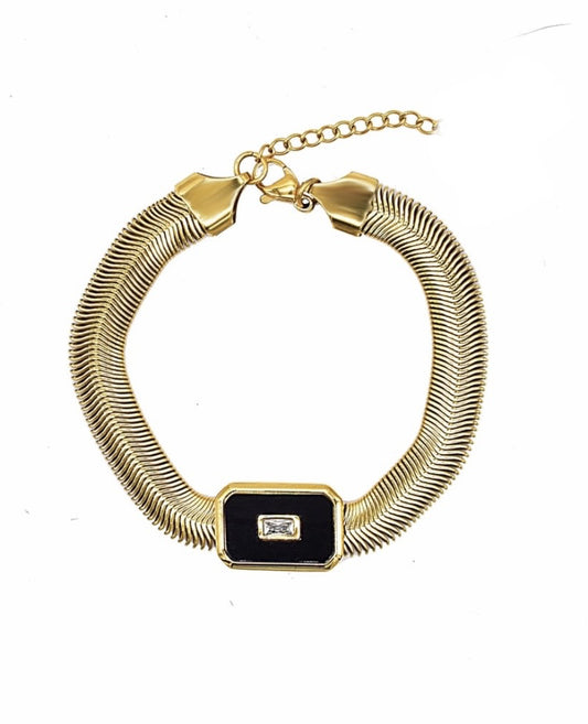 Timeless Retro Design & Herringbone Gold Bracelet