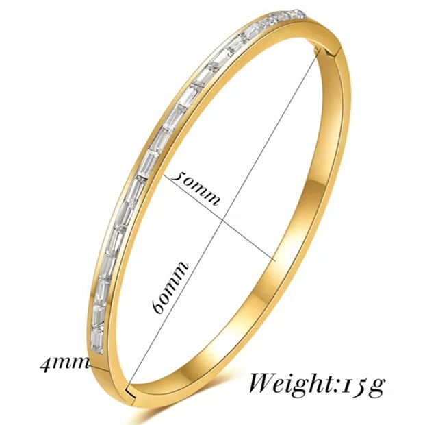 Classic Baguette Design Bangle Bracelet