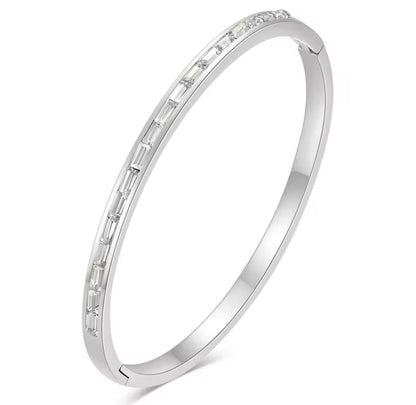 Classic Baguette Design Bangle Bracelet