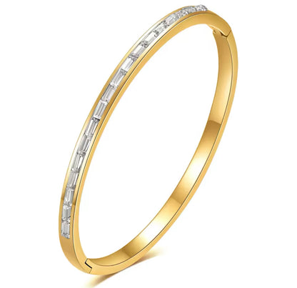 Classic Baguette Design Bangle Bracelet