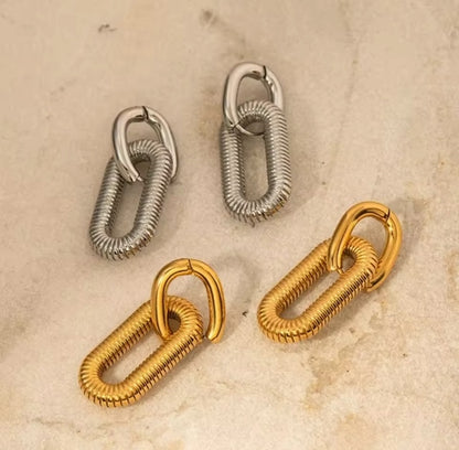 Chunky Bicycle Chain Double Link Earrings