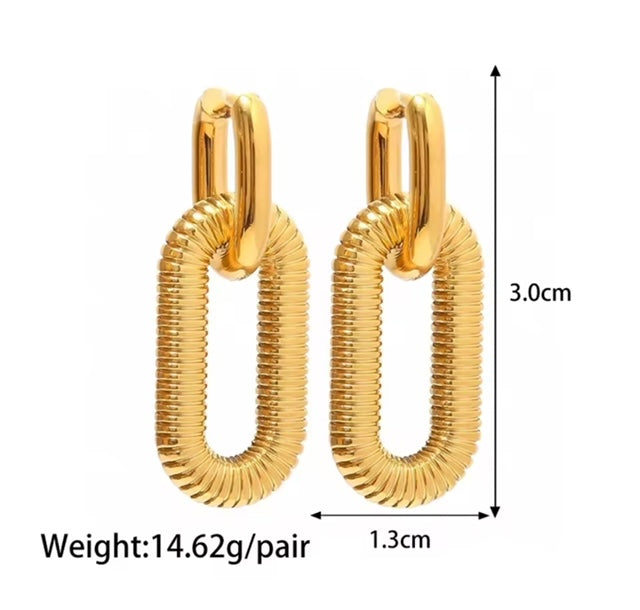 Chunky Bicycle Chain Double Link Earrings