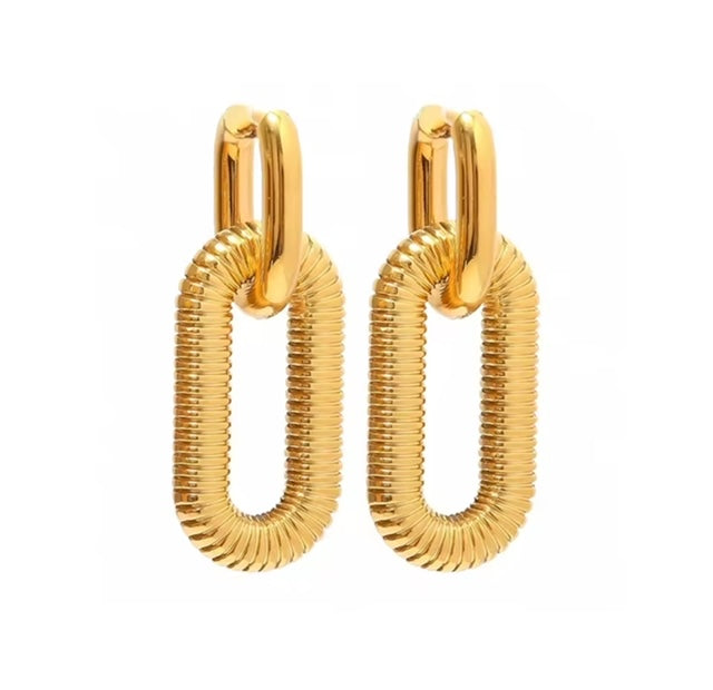 Chunky Bicycle Chain Double Link Earrings