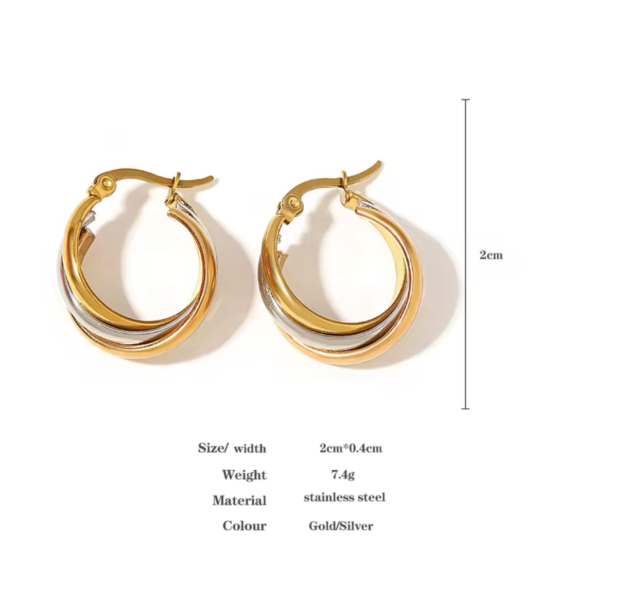 Tricolour Hoop Design Earrings